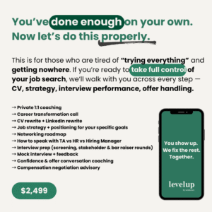 This is for those who are tired of trying everything and getting nowhere in their job search. If you are ready to take full control of your job search, we will walk with you across every step - from CV, strategy, interview performance and offer handling.